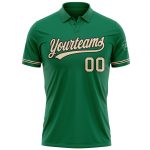 Custom Kelly Green Performance Vapor Golf Polo Shirt with Team Name and Number Personalized Kelly Green City Cream-Black