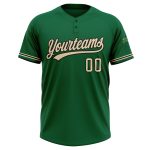 Custom Name and Number Unisex Softball Jersey in Kelly Green and Black, Two-Button Design - Personalized Team Apparel Personalized