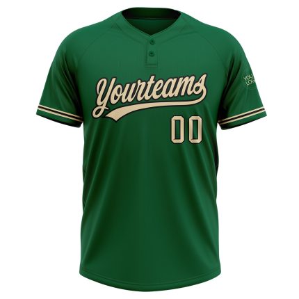 Custom Name and Number Unisex Softball Jersey in Kelly Green and Black, Two-Button Design - Personalized Team Apparel Personalized