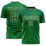 Custom Name and Number Kelly Green Soccer Jersey with Geometric Shapes - Personalized Sublimation Team Uniform Personalized