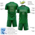 Custom Name and Number Kelly Green Soccer Jersey with Geometric Shapes - Personalized Sublimation Team Uniform Personalized