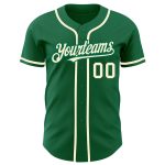 Custom Name and Number Personalized Kelly Green Baseball Jersey - Authentic Team Apparel Personalized Kelly Green Cream Authentic
