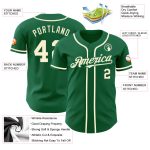 Custom Name and Number Personalized Kelly Green Baseball Jersey - Authentic Team Apparel Personalized Kelly Green Cream Authentic