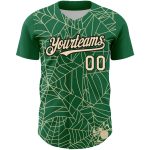 Custom Authentic Baseball Jersey with Spider Web 3D Pattern in Kelly Green Cream-Black | Personalized Name & Number Personalized