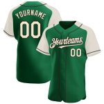 Custom Name and Number Baseball Jersey - Personalized Kelly Green and Black Authentic Raglan Sleeves Personalized Kelly Green