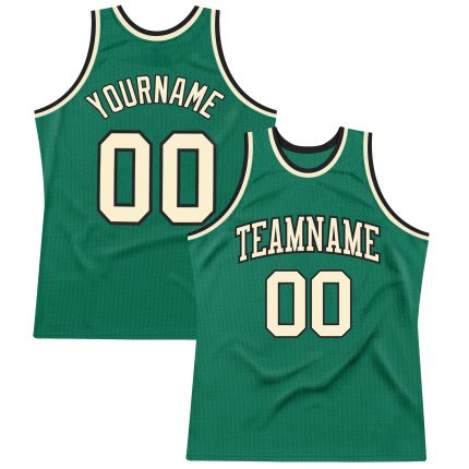 Custom Name and Number Authentic Basketball Jersey - Personalized Kelly Green Cream-Black Throwback Design Personalized Kelly