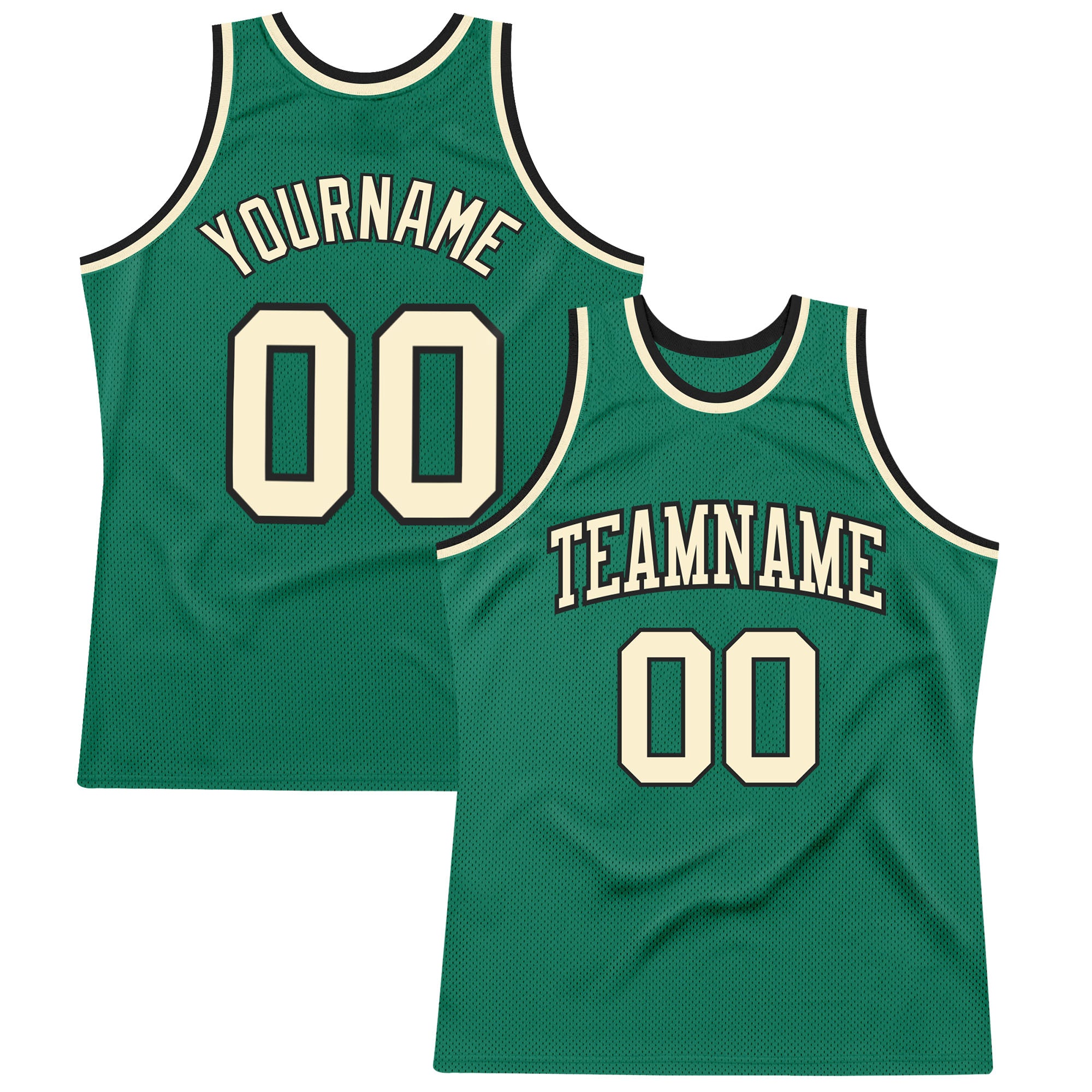 Custom Name and Number Authentic Basketball Jersey - Personalized Kelly Green Cream-Black Throwback Design Personalized Kelly