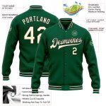 Custom Team Name Number Kelly Green Black Varsity Letterman Bomber Jacket Full-Snap Personalized Gift Personalized Kelly