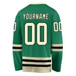 Custom Hockey Jersey with Personalized Name and Number in Kelly Green and Cream-Black Personalized Kelly Green Cream-Black