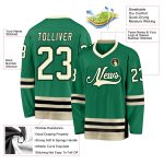 Custom Hockey Jersey with Personalized Name and Number in Kelly Green and Cream-Black Personalized Kelly Green Cream-Black