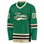 Custom Hockey Jersey with Personalized Name and Number in Kelly Green and Cream-Black Personalized Kelly Green Cream-Black
