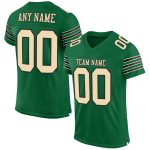 Custom Name and Number Authentic Football Jersey - Personalized Kelly Green Cream-Black Mesh Personalized Kelly Green Cream-Black