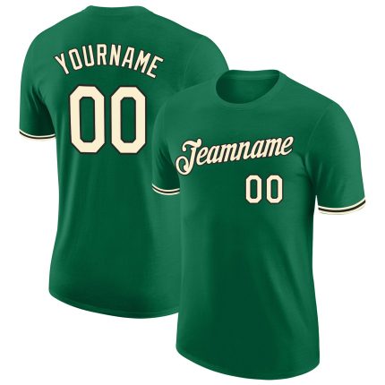 Personalized Performance T-Shirt in Kelly Green Cream-Black for Men and Women Personalized Kelly Green Cream-Black Performance