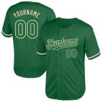 Custom Authentic Baseball Jersey with Personalized Name & Number in Kelly Green Cream Mesh Personalized Kelly Green Cream