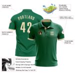 Custom Name and Number Personalized Performance Golf Polo Shirt in Kelly Green Cream Personalized Kelly Green Cream Performance