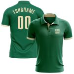 Custom Name and Number Personalized Performance Golf Polo Shirt in Kelly Green Cream Personalized Kelly Green Cream Performance
