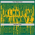 Custom Baseball Jersey with Dripping Splatter Art in Kelly Green and Gold - Personalized Team Name and Number Personalized