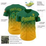 Custom Name and Number Baseball Jersey - Personalized Kelly Green 3D Gradient Square Pattern Design Personalized Kelly Green
