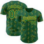 Custom Name Number Baseball Jersey - Kelly Green Gold 3D Pattern Geometric Halftone Design Personalized Kelly Green Gold