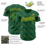 Custom Name and Number Authentic Baseball Jersey in Kelly Green and Gold 3D Pattern Design with Slant Lines Personalized