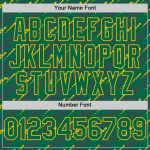 Custom Name and Number Authentic Baseball Jersey in Kelly Green and Gold 3D Pattern Design with Slant Lines Personalized