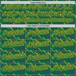 Custom Name and Number Authentic Baseball Jersey in Kelly Green and Gold 3D Pattern Design with Slant Lines Personalized
