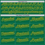 Custom Name and Number Personalized Authentic Sleeveless Baseball Jersey in Kelly Green and Gold Personalized Kelly Green