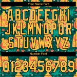 Custom Name and Number Kelly Green 3D Pattern Doodle Performance T-Shirt - Gold-Black Design Team Apparel Personalized Kelly