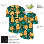 Custom Name and Number Kelly Green 3D Pattern Doodle Performance T-Shirt - Gold-Black Design Team Apparel Personalized Kelly