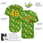 Custom Name & Number St. Patricks Day Baseball Jersey - Personalized Kelly Green Gold-Black 3D Pattern Design Personalized