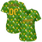 Custom Name & Number St. Patricks Day Baseball Jersey - Personalized Kelly Green Gold-Black 3D Pattern Design Personalized