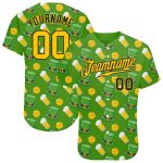 Custom Name & Number St. Patricks Day Baseball Jersey - Personalized Kelly Green Gold-Black 3D Pattern Design Personalized