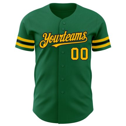 Personalized Kelly Green Gold Black Baseball Jersey - Authentic Custom Jersey Personalized Kelly Green Gold-Black Authentic
