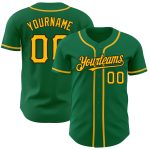 Custom Name and Number Baseball Jersey, Authentic Kelly Green with Gold-Black Details Personalized Kelly Green Gold-Black