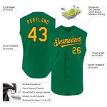 Custom Name and Number Baseball Jersey - Authentic Sleeveless Kelly Green with Gold-Black Design Personalized Kelly Green