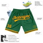 Custom Team Name Number Kelly Green Gold-Black Authentic Basketball Shorts - Personalized Throwback Style Personalized Kelly