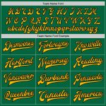 Custom Name Number Kelly Green Gold Black Varsity Bomber Jacket Full-Snap Two Tone Letterman Personalized Kelly Green Gold-Black