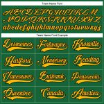 Custom Name and Number Hockey Lace Neck Jersey in Kelly Green with Gold and Black - Personalized Team Apparel Personalized