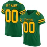 Custom Name Number Authentic Football Jersey - Personalized Kelly Green Gold-Black Mesh Team Jersey Personalized Kelly Green