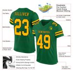 Custom Name Number Authentic Football Jersey - Personalized Kelly Green Gold-Black Mesh Team Jersey Personalized Kelly Green