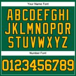 Custom Name and Number Throwback Baseball Jersey - Personalized Kelly Green Gold Black Mesh Design Personalized Kelly Green