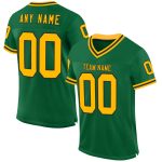 Custom Team Name and Number Football Jersey - Personalized Kelly Green Gold-Black Mesh Authentic Throwback Jersey Personalized