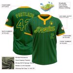 Custom Unisex Softball Jersey with Personalized Name & Number, Kelly Green with Gold Pinstripe, Two-Button Design Personalized