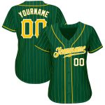 Custom Name Number Baseball Jersey - Personalized Kelly Green Gold Pinstripe Authentic Team Jersey Personalized Kelly Green