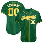 Custom Name Number Baseball Jersey - Personalized Kelly Green Gold Pinstripe Authentic Team Jersey Personalized Kelly Green