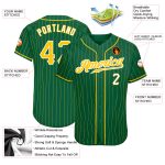 Custom Name Number Baseball Jersey - Personalized Kelly Green Gold Pinstripe Authentic Team Jersey Personalized Kelly Green
