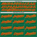 Custom Name and Number Authentic Baseball Jersey in Kelly Green with Gold Pinstripes - Red-Gold Team Design Personalized