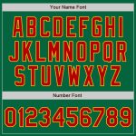 Custom Name and Number Unisex Softball Jersey Kelly Green Gold Pinstripe Red Two-Button Design Personalized Kelly Green Gold