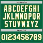 Custom Name and Number Unisex Softball Jersey - Personalized Kelly Green with Gold Pinstripe Two-Button Design Personalized