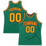 Custom Name Number Personalized Authentic Throwback Basketball Jersey in Kelly Green with Gold and Red - Team Style Personalized